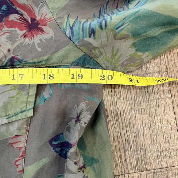 Sanctuary FloralFlage Boyfriend Tencel Blouse/ Green Floral Top - Picture 11 of 11